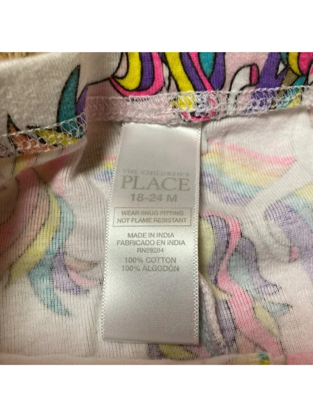 Children's Place Leggings Infant Girl 18-24 Month Small Flaw Rainbow Unicorn